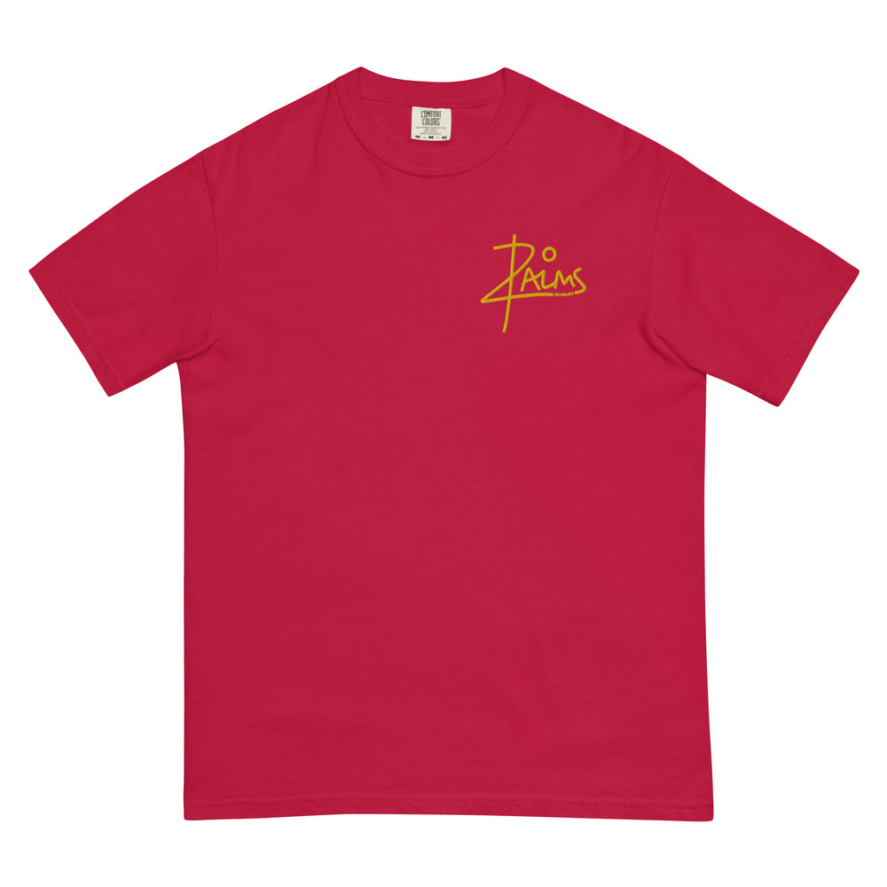 20 PALMS Unisex garment-dyed heavyweight t-shirt YELLOW CHEST LOGO